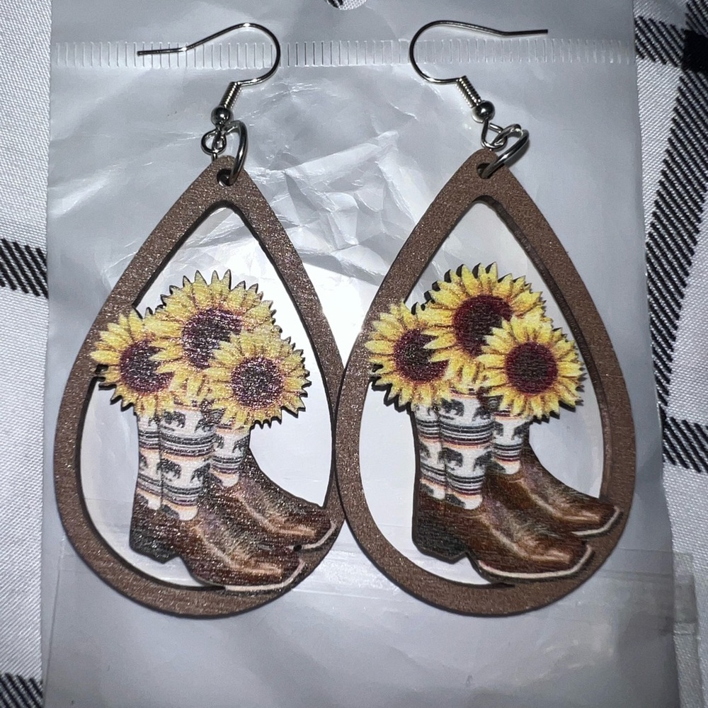 Sunflower Boot Earrings
